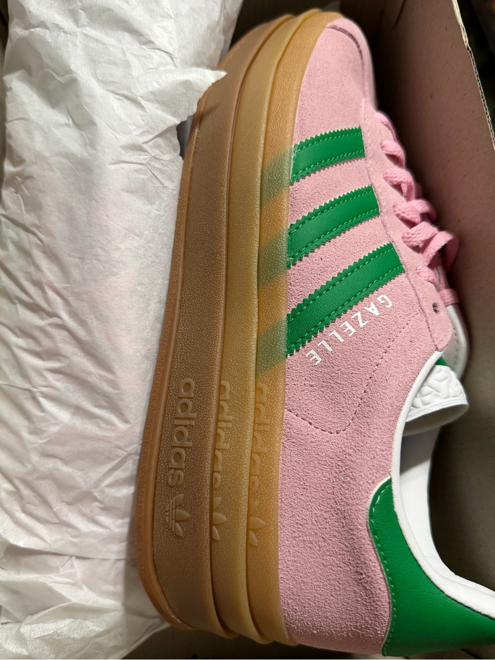 Adidas Gazelle Bold W Pink Green Platform Sneakers NIB 7.5 - Picture 2 of 8